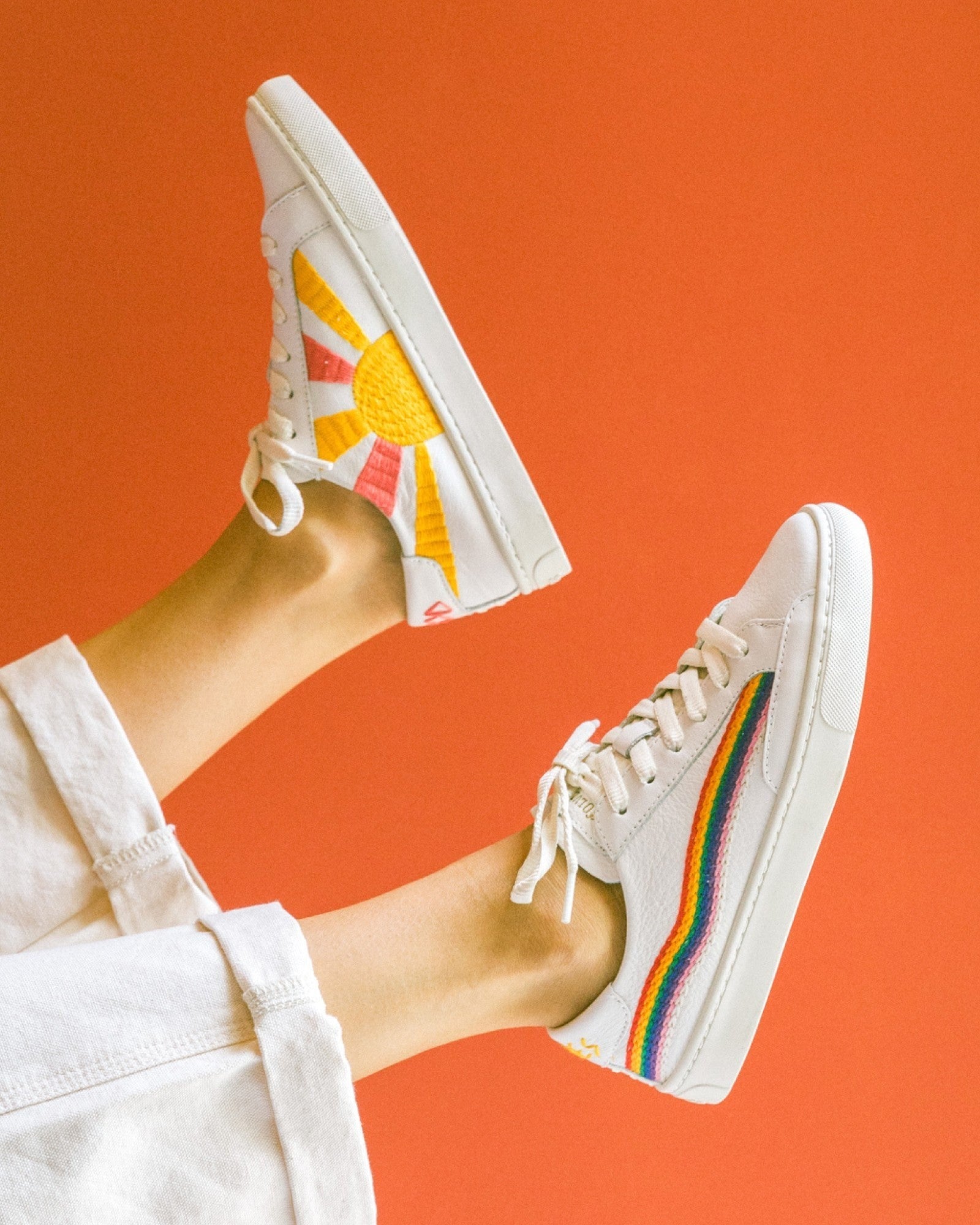 WomensSneakersThe IbizaEmbroideryOasis White  Rainbow Wave