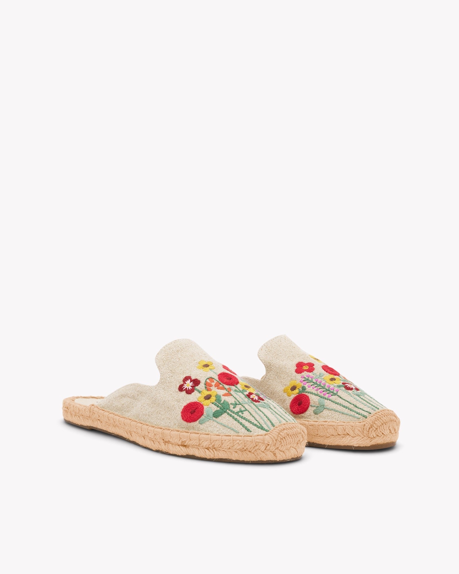 WomensEspadrillesThe Smoking MuleEmbroideryNatural Undyed  Summer Flowers