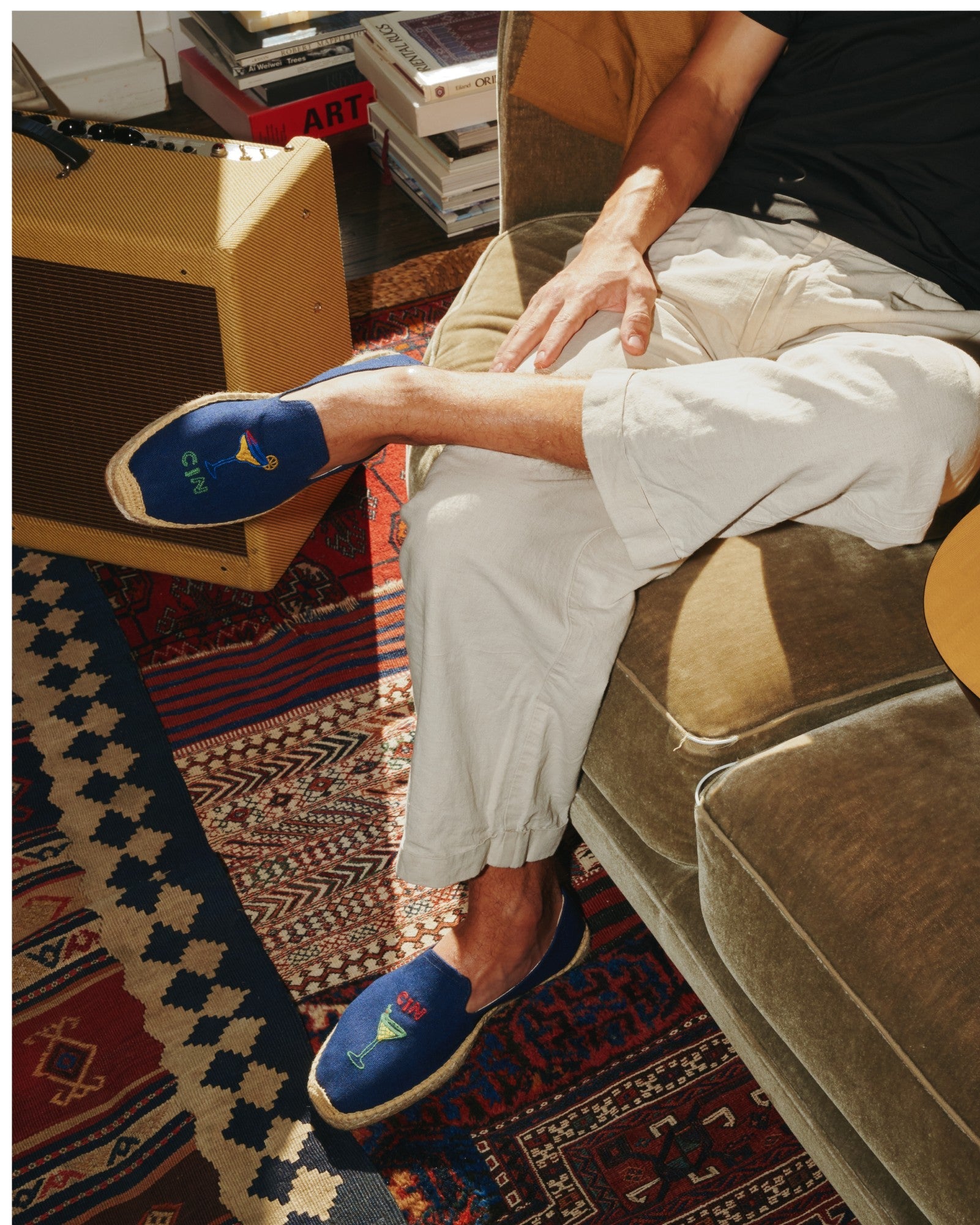 MensEspadrillesThe SmokingEmbroideryArmada Blue  Cin Cin