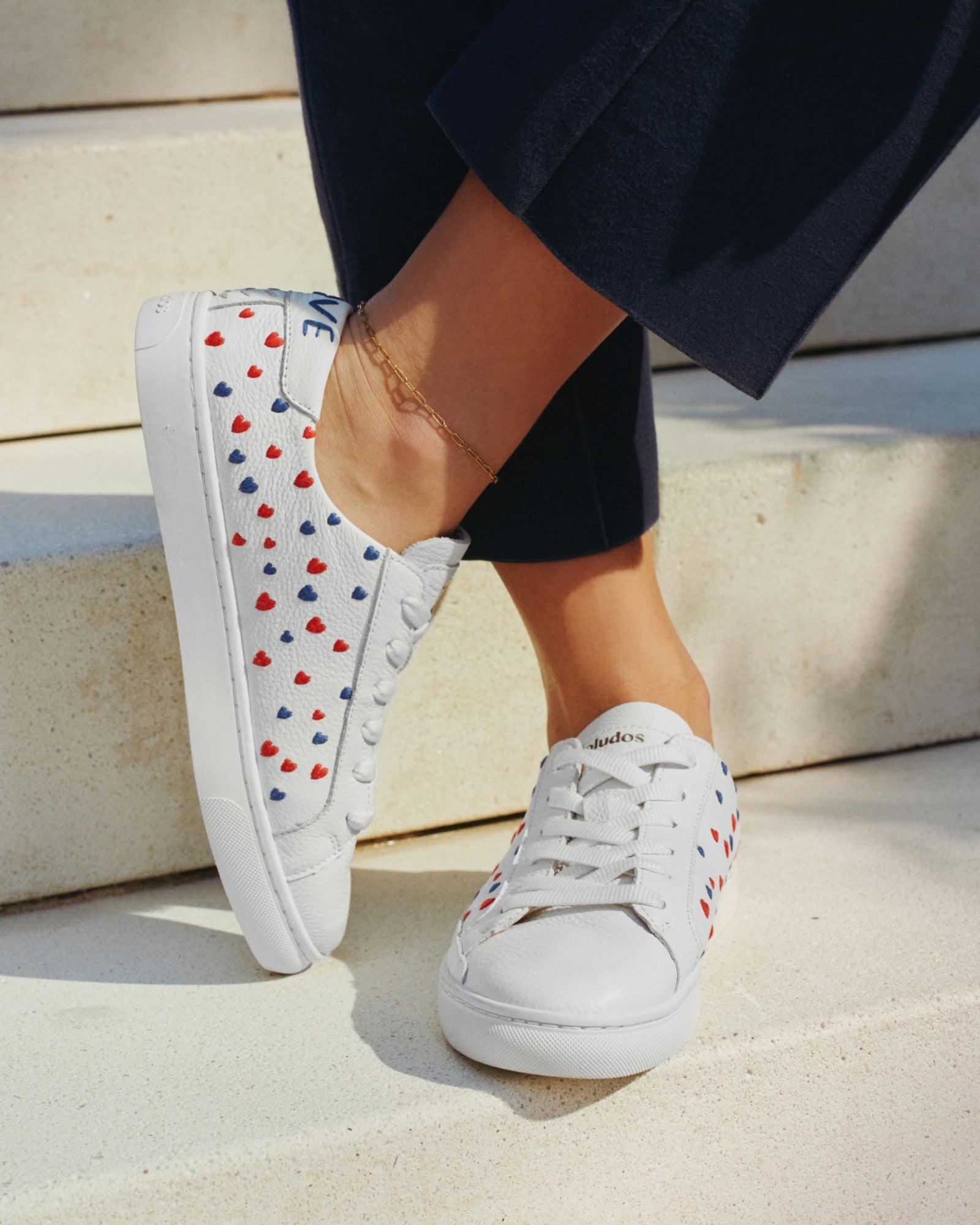 WomensSneakersThe IbizaEmbroideryOasis White  Hearts