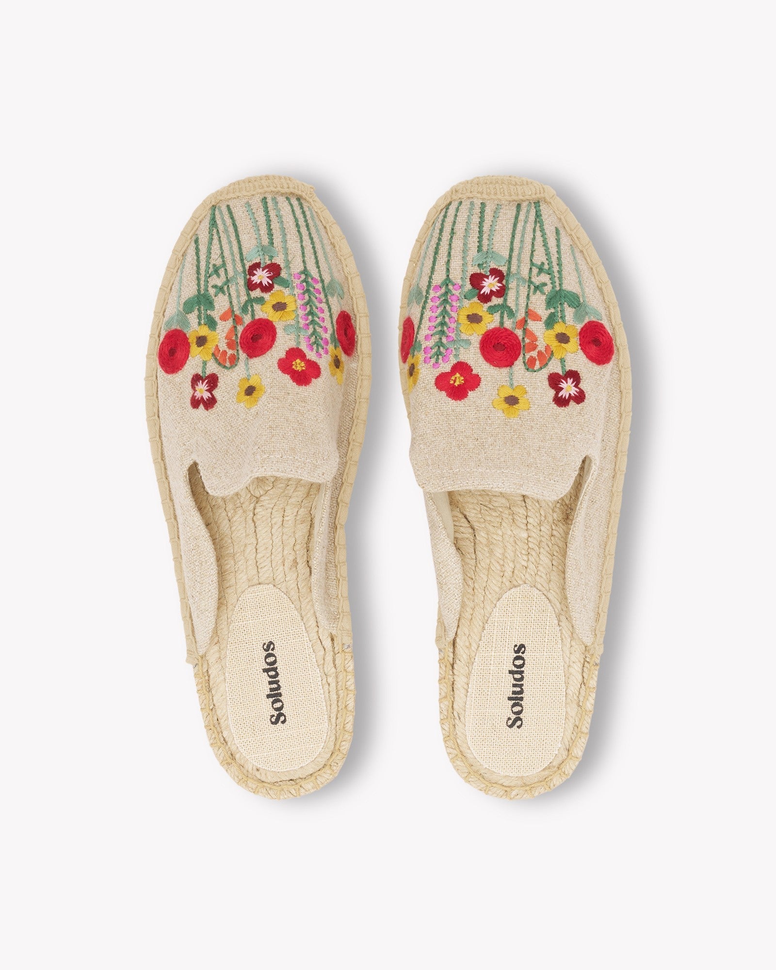 WomensEspadrillesThe Smoking MuleEmbroideryNatural Undyed  Summer Flowers