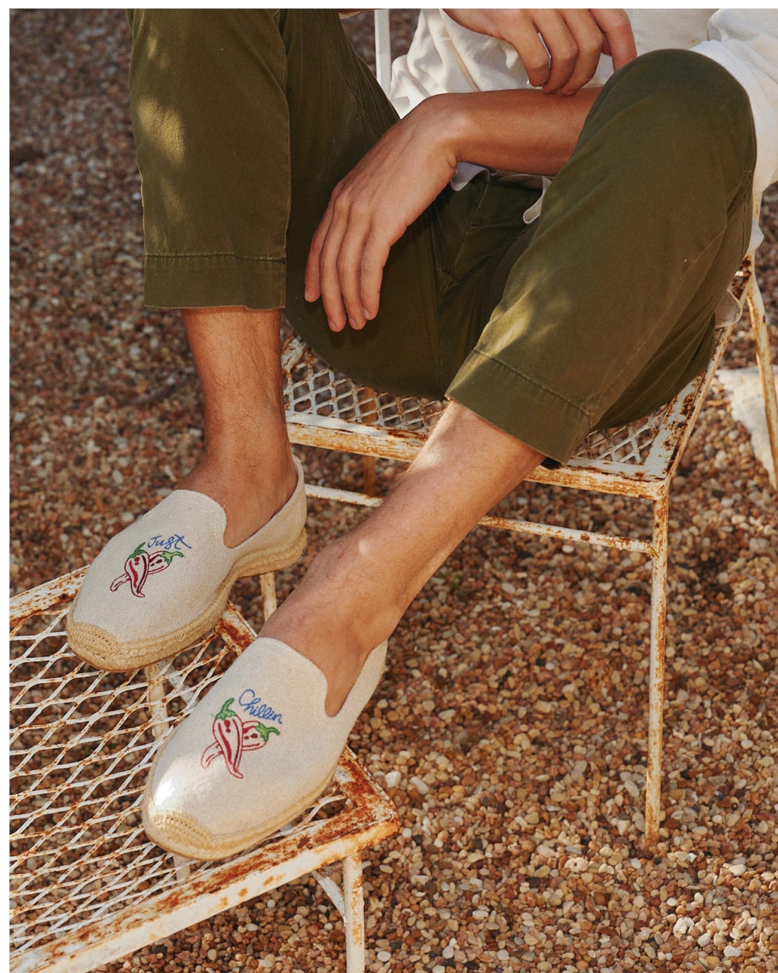 MensEspadrillesThe SmokingEmbroideryNatural Undyed  Just Chillin