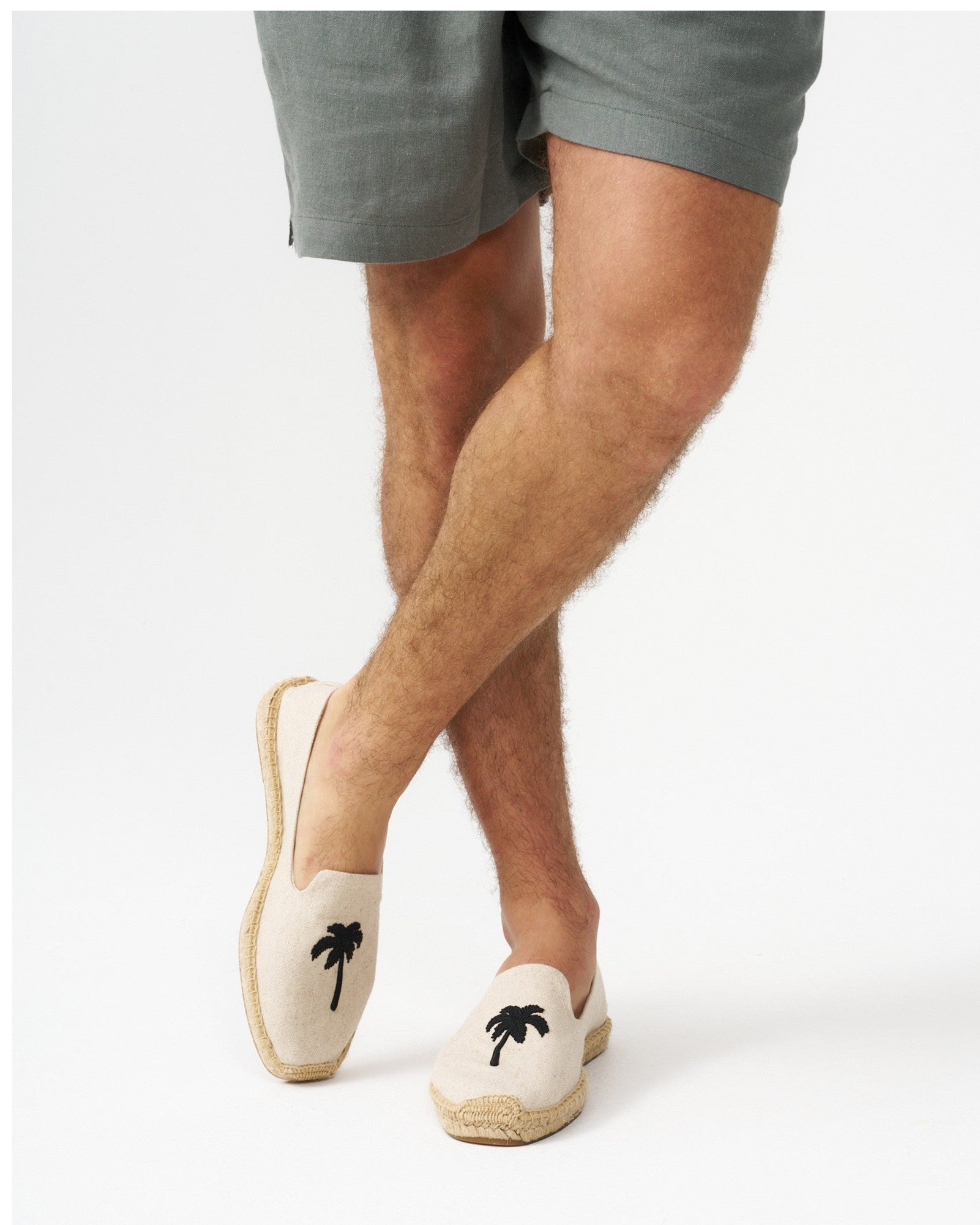 MensEspadrillesThe SmokingEmbroideryNatural Undyed  Palm Tree