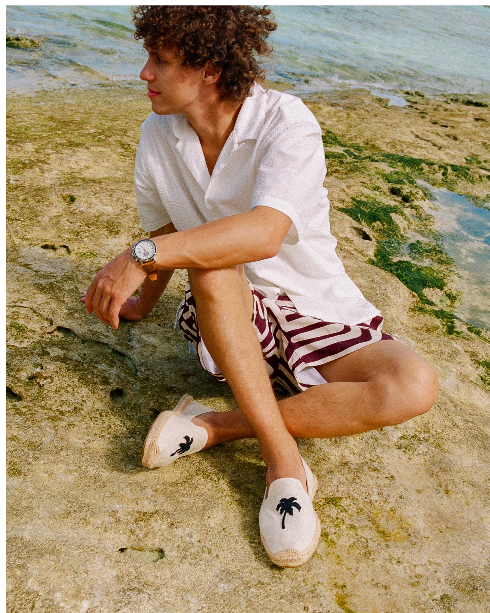 MensEspadrillesThe SmokingEmbroideryNatural Undyed  Palm Tree