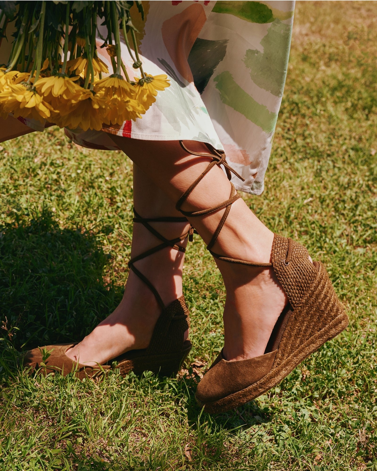 WomensEspadrillesThe Marseille WedgeLeather ColorsOliva Green  Tonal