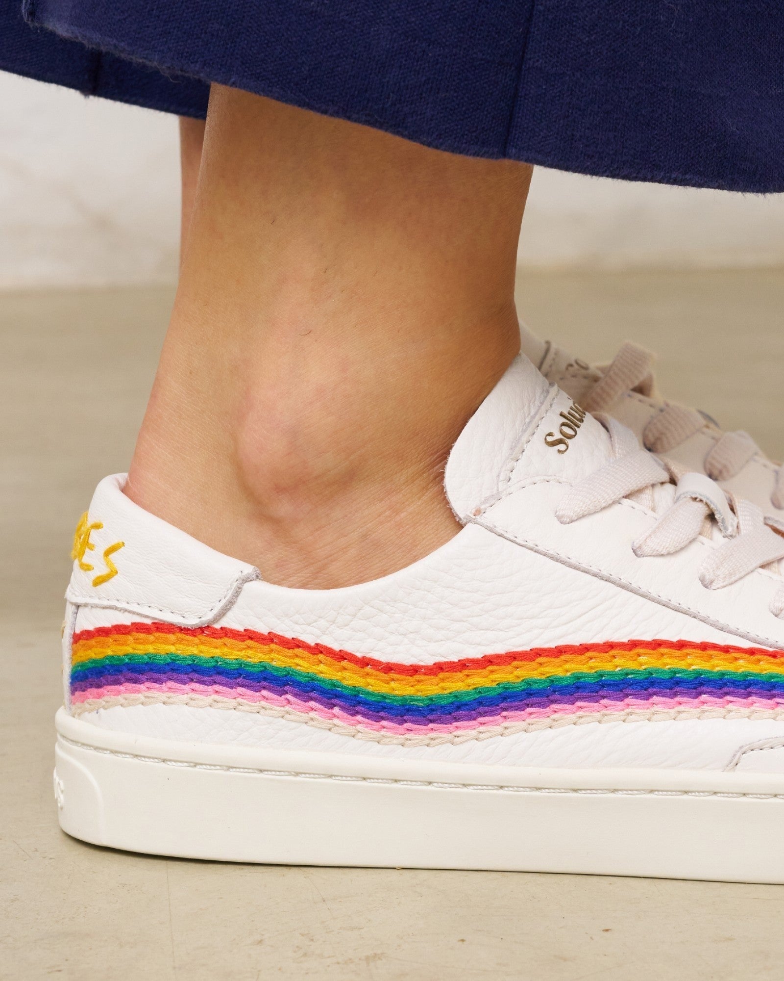 WomensSneakersThe IbizaEmbroideryOasis White  Rainbow Wave