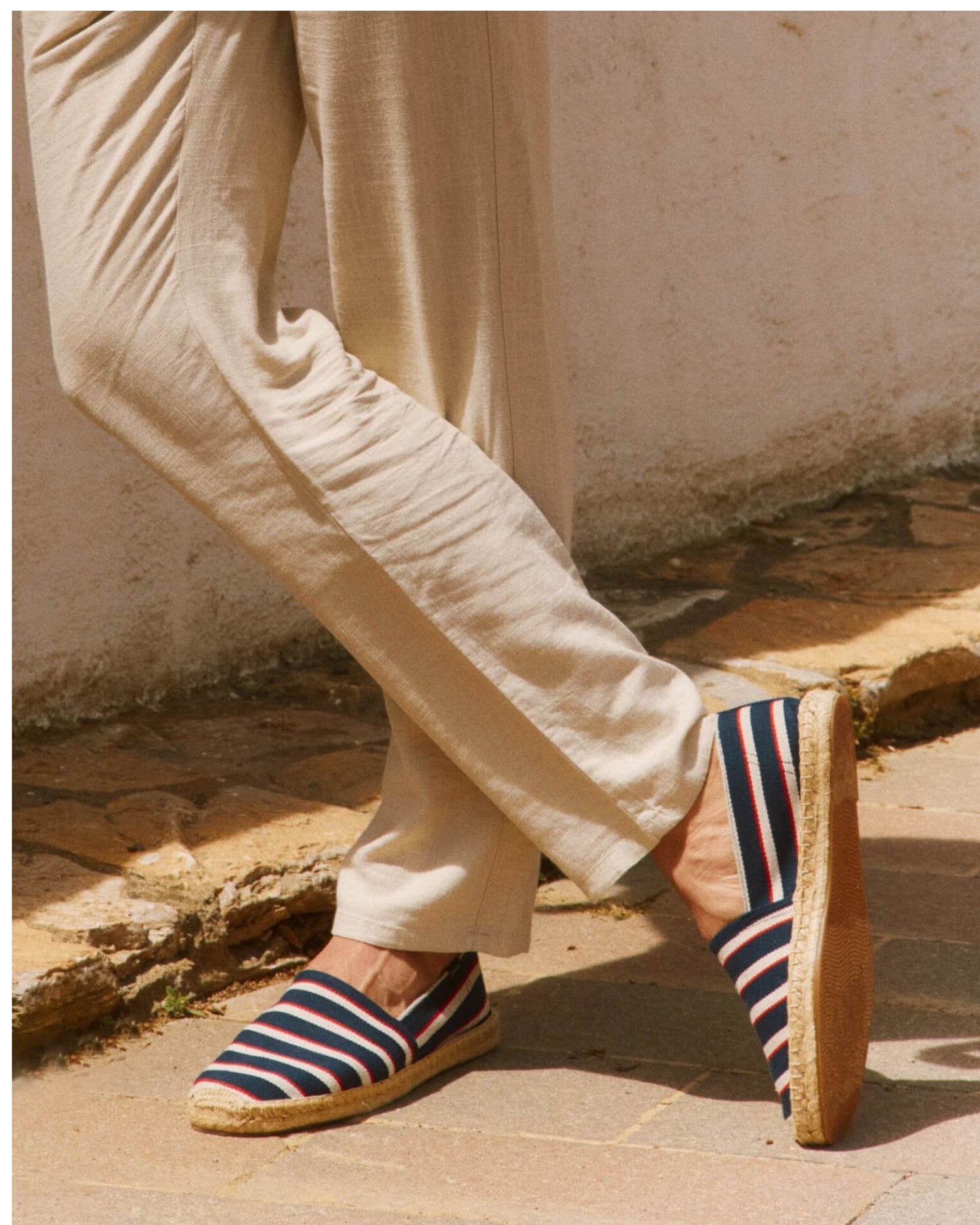 MensEspadrillesThe OriginalWoven StripesClassic  Navy  Ivory  Red