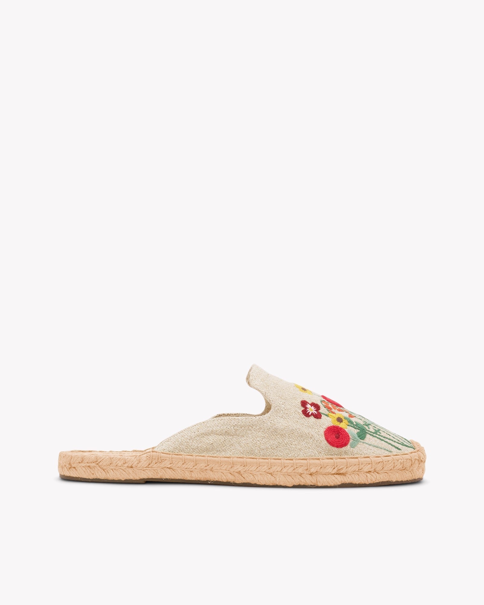 WomensEspadrillesThe Smoking MuleEmbroideryNatural Undyed  Summer Flowers