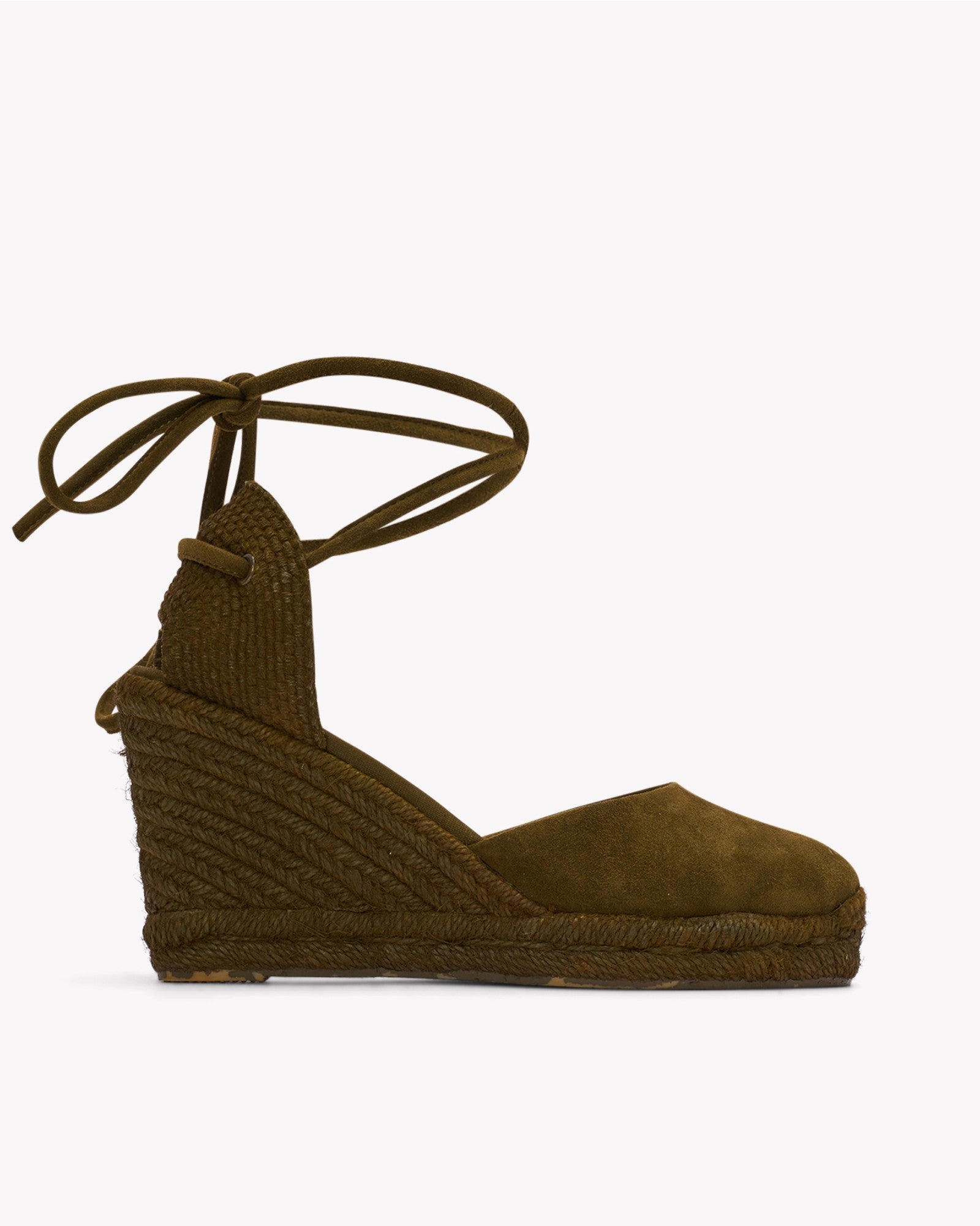 WomensEspadrillesThe Marseille WedgeLeather ColorsOliva Green  Tonal