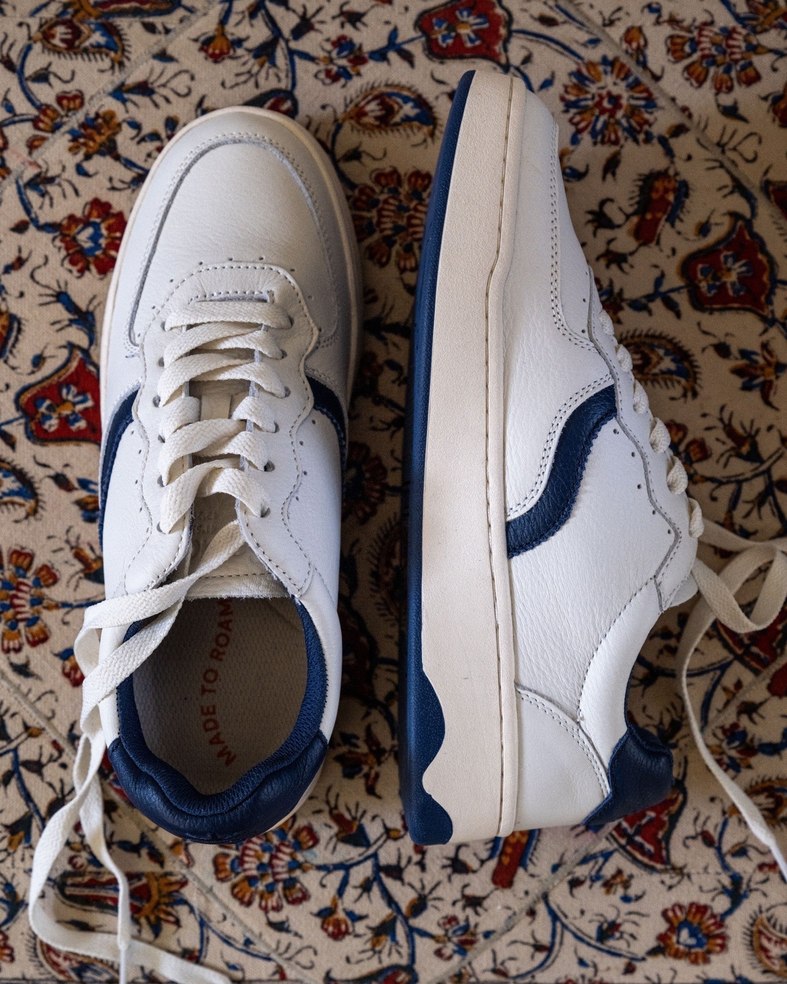 WomensSneakersThe RomaLeather ColorsWhite  Marine Blue