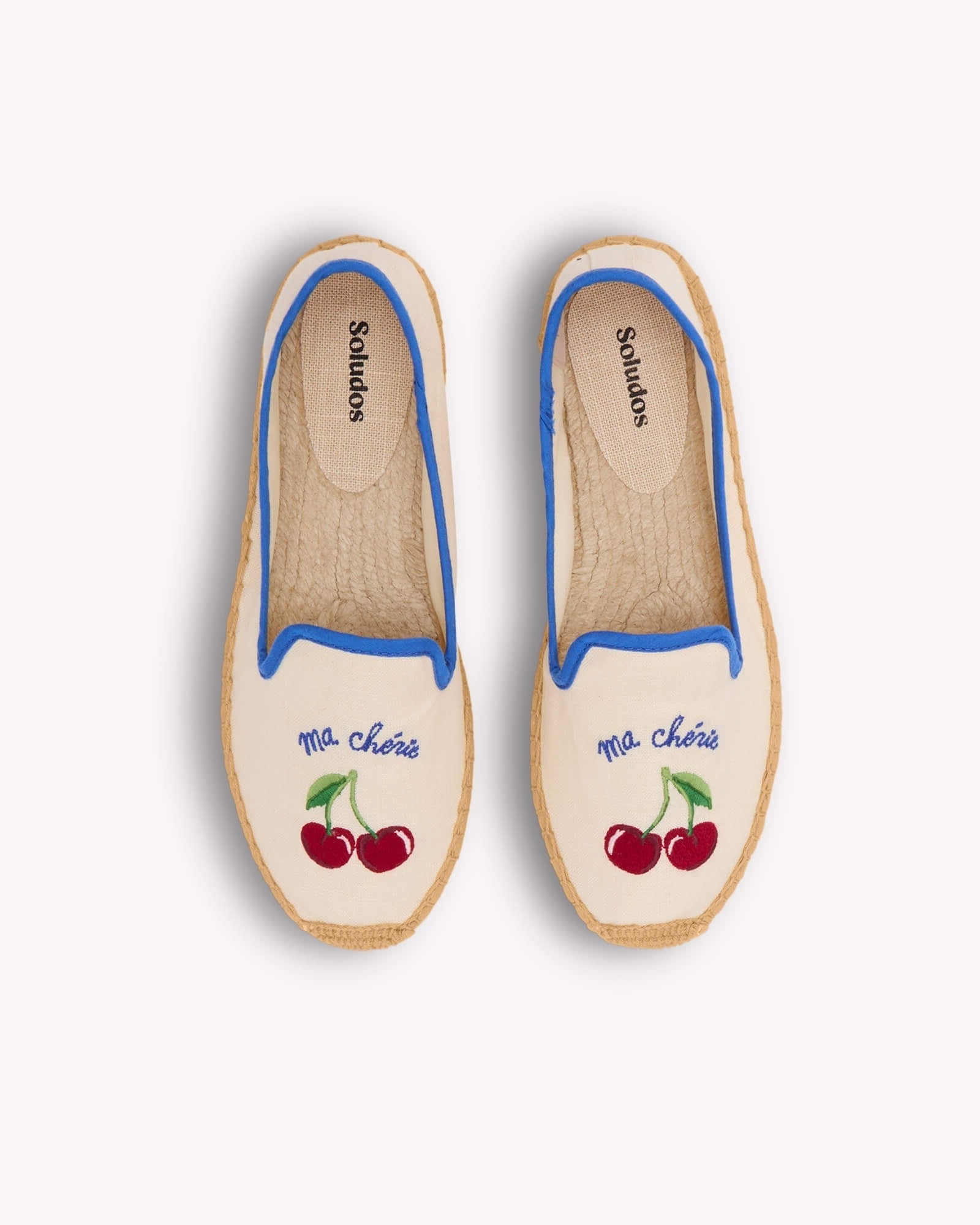 WomensEspadrillesThe SmokingEmbroideryIvory  Blue  Ma Cherie