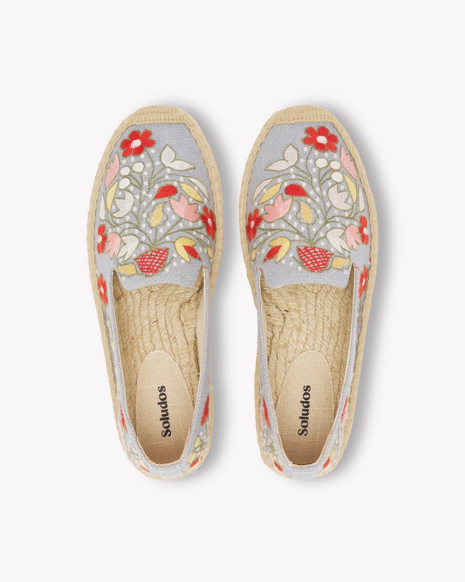 WomensEspadrillesThe SmokingEmbroideryDolphin Blue  Garden Flowers