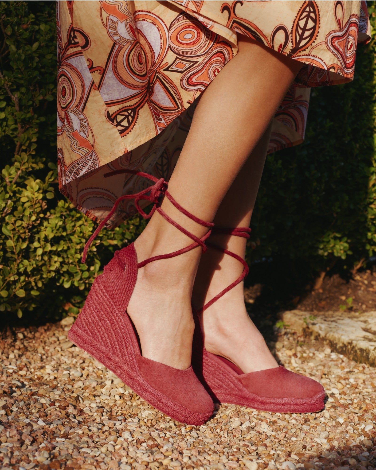 WomensEspadrillesThe Marseille WedgeLeather ColorsArcilla Red  Tonal