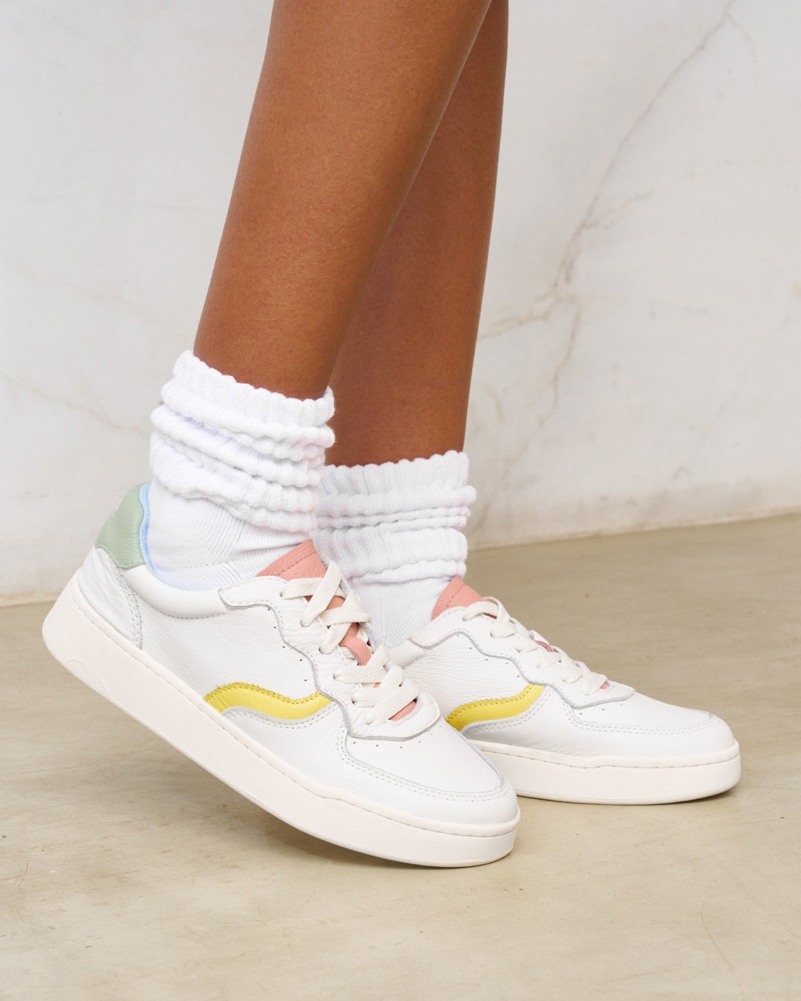 WomensSneakersThe RomaLeather ColorsWhite  Pastels