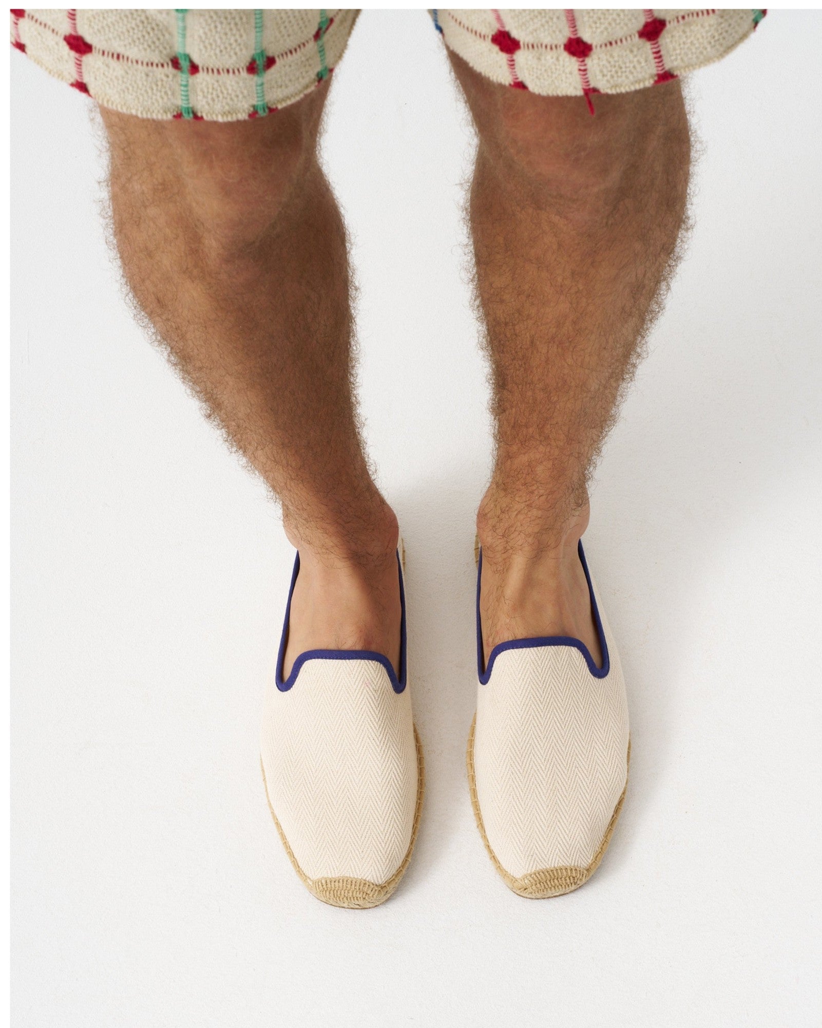 MensEspadrillesThe SmokingHerringbone ColorsIvory  Dark Blue