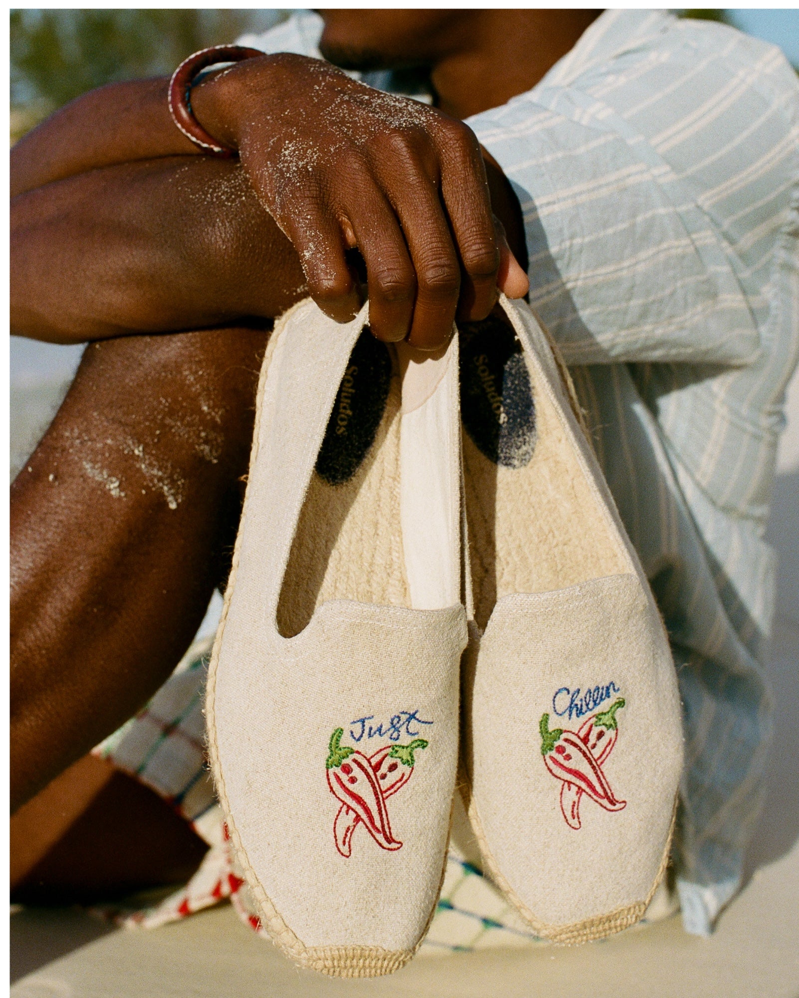 MensEspadrillesThe SmokingEmbroideryNatural Undyed  Just Chillin