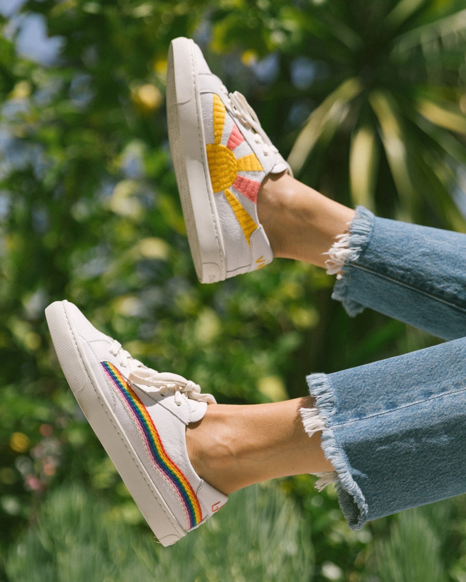 WomensSneakersThe IbizaEmbroideryOasis White  Rainbow Wave